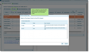 Award RFQ to selected vendor