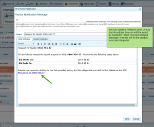 Personalize email to invite vendors to bid